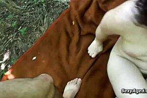 secret lover pounds unshaved granny pussy forest pov outdoor