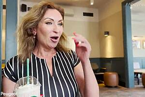 pov stepmom slurps cock then bends in coffee shop toilet