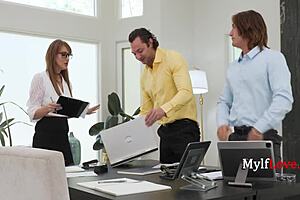 bitch ceo in stockings gets blackmailed into rough mmf karma threesome 😈🔥