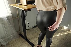 Secretary, those tight leather pants hugging your ass... visible panty line driving me wild at work.