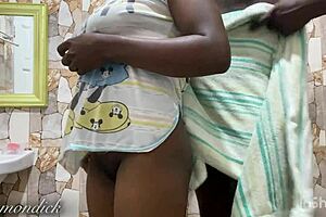 stepmom's ebony pussy throbs as i fuck her deep in the bathroom sans daddy