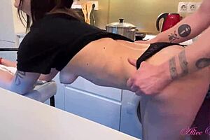 Stepmom Serves Wet Shaved Pussy Dinner with Monster Cock Deepthroat!