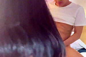 Intense emotions surge as sexy Asian babe licks in sexy swimsuit