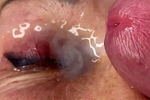 Mature Lady Eyes Covered In Huge Face Cumshot Load