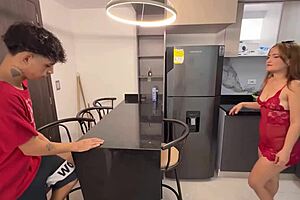 Colombian Stepmom's Juicy Ass Tempts Me in Kitchen Leading to Hard Taboo Fuck!