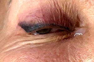 Mature Lady Eyes Covered In Huge Face Cumshot Load