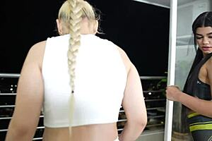 WORKOUT TURNS TO HORNY LESBIAN PUSSY LICKING WITH MIA MONTIEL