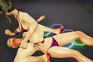 nina endures another pounding from the dominant mature latina woman in fantasy lezdom fight