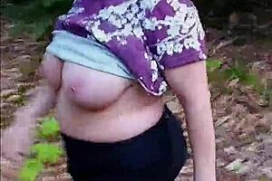 nicebigddd bends over for rough doggystyle pussy fuck in forest outdoors