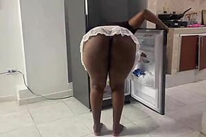 huge latina maid ass hunts fridge for black cock cravings