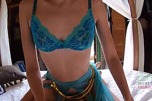 Petite Latina Jazmin Fucked Raw in Arab Costume by Group!