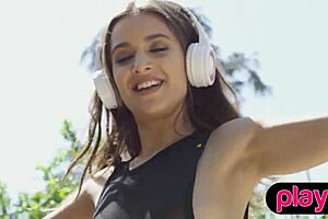 petite curvy milf backyard striptease rips clothes bares huge ass