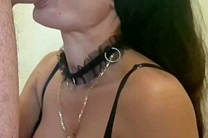 watch this milf in sunglasses slobber on cock before gulping down hot cumshot!