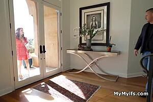 Busty Redhead Neighbor Wife Gags on Monster Cock Blowjob