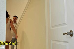 busty stepmom catches virgin son spying, offers creampie and rimjob!