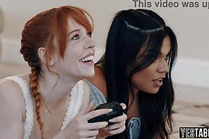 stepdads relentlessly pound teen gamer girls in intense anal foursome orgy