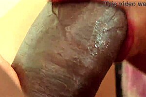 black dude loses try-not-to-cum game as fat wife slurps his load!