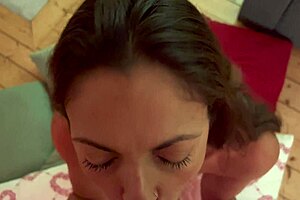 Hot Brazilian wife deepthroats husband's monster cock swallows after rimjob