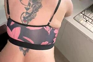 perverted stepson pounds tattooed stepmom pussy and creampies her