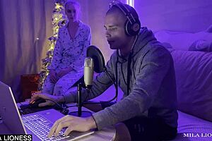 wet stepmom interrupts stepson's game stream for sweet homemade fuck