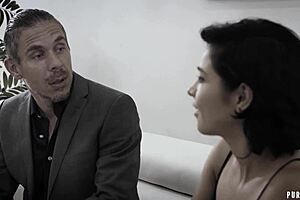 naive teen babysitter cadey mercury tricked into deepthroat and losing virginity to boss