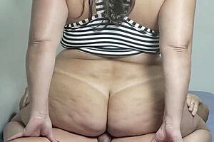 real pawg wife rides hubby cock while stuffing fat ass with anal toy to squirt