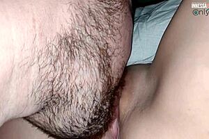 i couldn't resist licking my sexy stepmom's juicy wet pussy up close