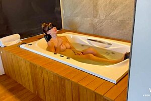 My big ass latina stepmom milf rides stepson's cock hard in the bathtub!