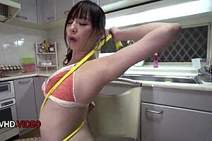 stockings asian milf teases curves with intense blowjob