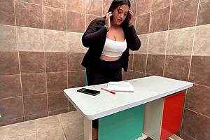 big tits ebony milf boss fucks employee in office