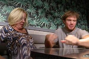 Blonde cougar wife seduces big dick boy for public cheating fuck?