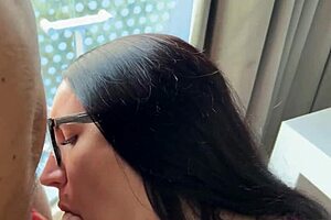 Velvet temptress by the window in miniskirt waits for office doggystyle pounding from german stud