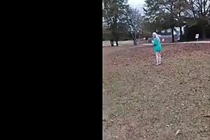 momma vee swings ass out wide playing disc golf bare