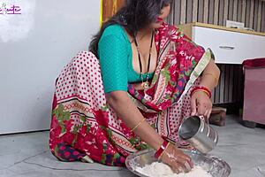 indian stepmom slurps stepson's cock post-breakup facial blast hindi moans