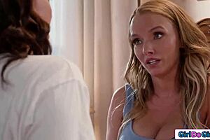 Will my wet pussy cheer up horny stepmom during girl-on-girl?