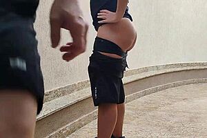 Garage tease turns into ripped clothes creampie pounding