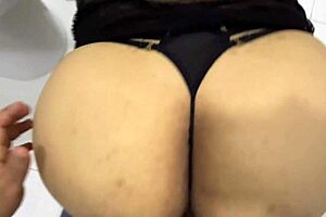 I spot curvy stepmom shaking huge ass cleaning bathroom