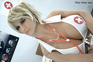 nurse with pink lust and big tits poses hot 😍💦