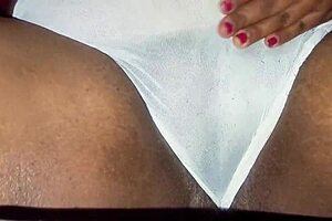 naughty believer squirts hard in see-through white panties