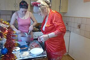 blonde milf mommy teen babysitter erotic lingerie kitchen thong kiss