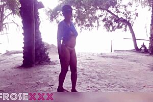 Naked mature slut fucked raw on public beach