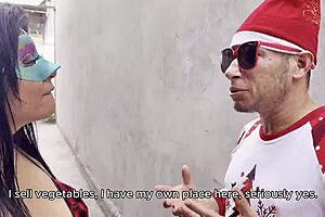 Broke girl trades pussy for veggies with horny vendor!