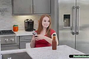 Stepmom rides my cock while stepdaughter watches her hairy beaver close