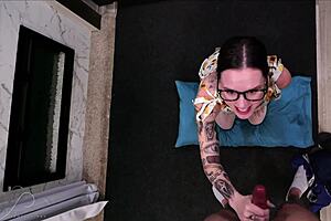 Gag on my stepson's best friend's monster cock in stockings till sloppy facial drips