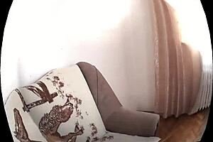 Sexy Wife Strips, Gets Doggystyle Licking from Neighbor on Sofa