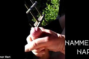 public wank && cumshot in forest by muscular guy