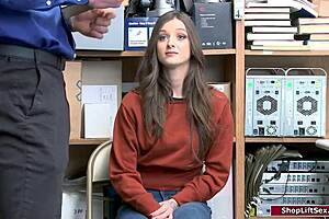 tatted thief babe gets facefucked hard by officer in office 😈💦