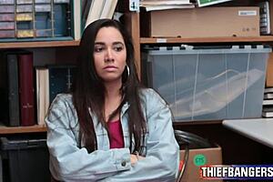 whoa, busty teen thief karlee grey's hairy pussy gets punished hard by the officer...