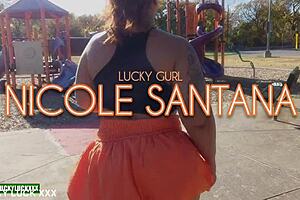 LUCKY GURL NICOLE SANTANA RIDES BIG BOOTY BLACK MILF IN CAR