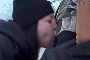 country mom risks outdoor dick ride almost caught in heavy snow storm